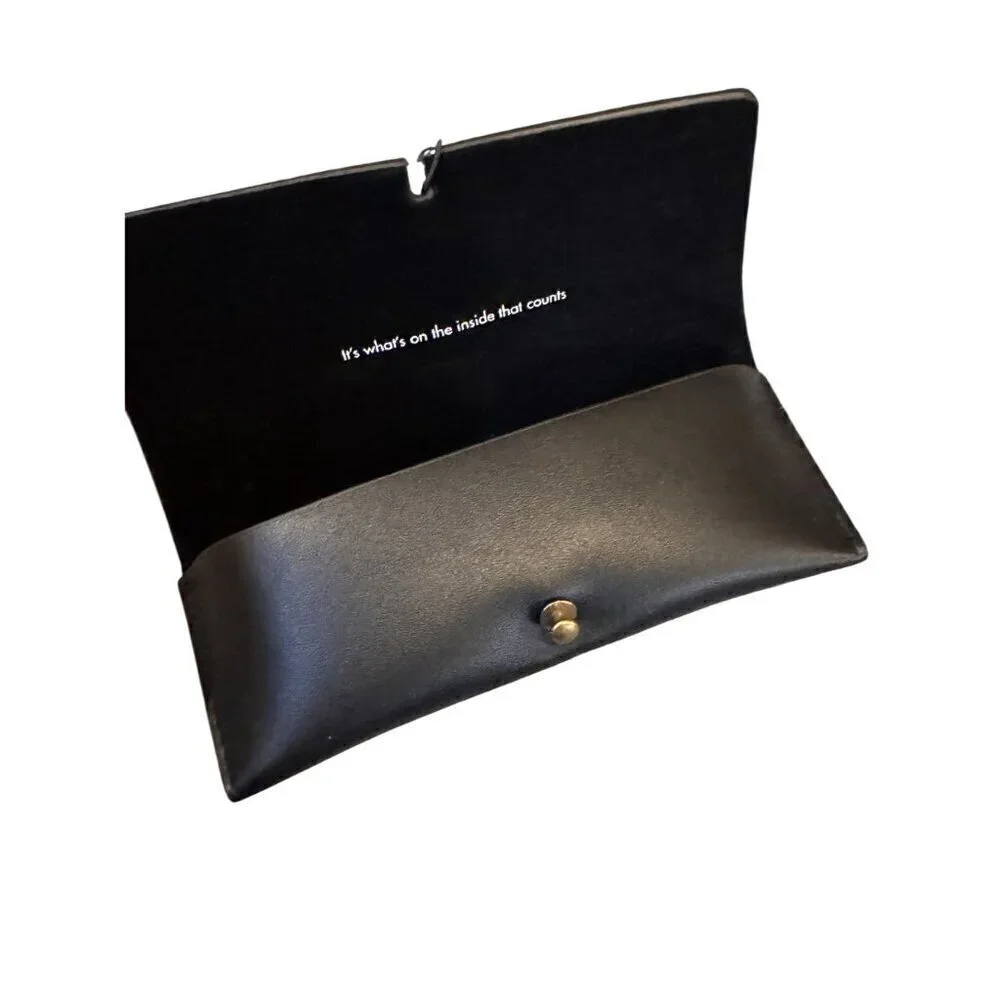 Ted Baker London Black Leather Eyeglass Case With Snap Closure
